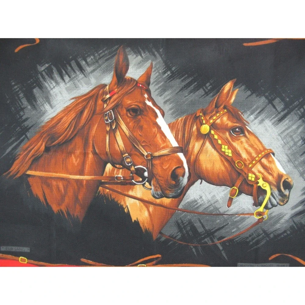 Vintage Thoroughbred Horse Print Tea Towel Creations Sonacott France